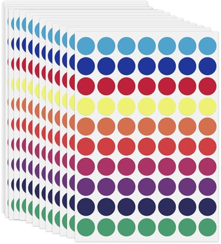 2800 Stück Klebepunkte Bunt, 19mm Bunte Sticker Punkt, 10 Farben Bunte Klebepunkte, Hoch Viskos Punkte Aufkleber, Mehrzweck Aufkleber Rund für Büro Schule Kalender und Zum Basteln