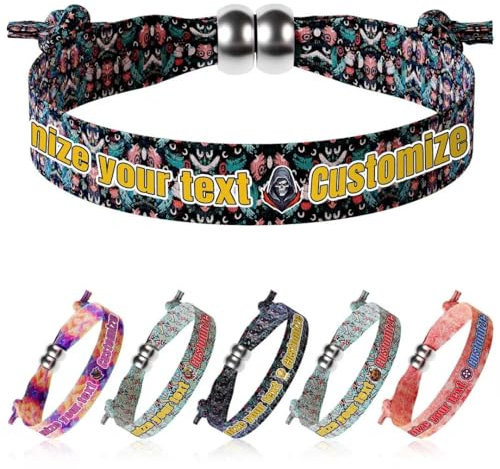 Benutzerdefinierte Stoffarmbänder, sicher und stilvoll, wiederverwendbare Partei benutzerdefinierte Armbänder für Veranstaltungen, einstellbare Perlen, viele Stile, von 5 bis 500PCS