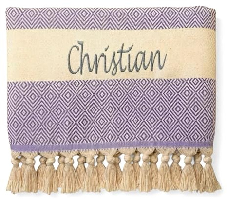Arthi XXL Hamamtuch Strandtuch personalisiert, Vatertagsgeschenk super geeignet als Saunatuch, Badetuch, Wellness, Yoga, Fitness,Sport, individuelle Geschenkidee, 100x180cm, 100% Baumwolle (Flieder)