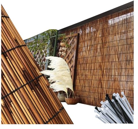 Canisse Roseau Fendu Clôture en Roseau Canisse 1m20 x 5m 1m50 x 10m Clôtures Décoratives Imperméable Différentes Tailles Rouleau De Roseau pour Balcon Brise-Vent Exterieur Terrasse(115x750 cm 45x295 i