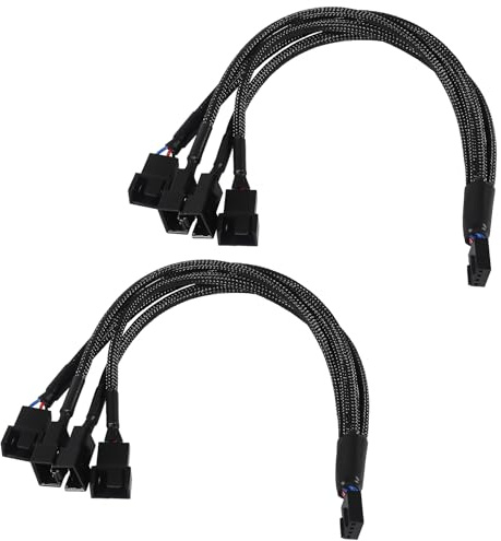 2 Pack Computer PC PWM Lüfter Splitter Kabel 1 zu 4 (4 Pin+3 Pin)