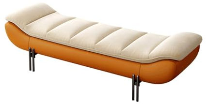 Sitzbank Polsterbank Bettbank aus Leder for Schlafzimmer, gepolsterte Ottomane-Bank mit Stauraum, Eingangsbank mit Stauraum for Wohnzimmer, Schlafzimmer, Wohnzimmer Sitzhocker Schlafzimmer(Orange,160*