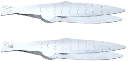 Amosfun 2pcs Fishbone Tweezers Stainless Steel Clips for Kitchen Essentials Portable Pig Hair Removers for Cooking Utensils