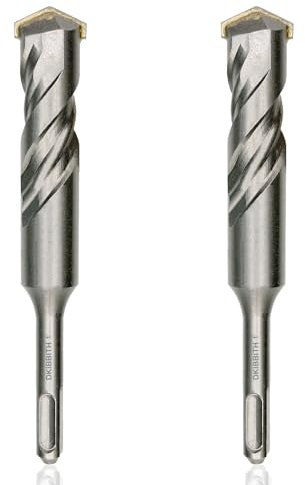 Juego de 2 brocas SDS Plus de 1 pulgada, con punta de carburo para perforar hormigón, cemento, porcelana, azulejos, cerámica, ladrillo, diámetro de 25 mm, 160 mm de largo, vástago SDS Plus.