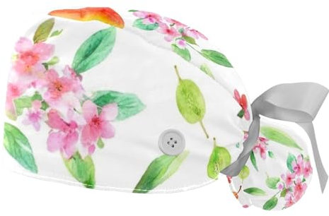 2 Stücke，OP-Hauben für Frauen，Damen OP-Haube，OP-Haarnetz für Frauen,Für die Küche,Früchte Blumen