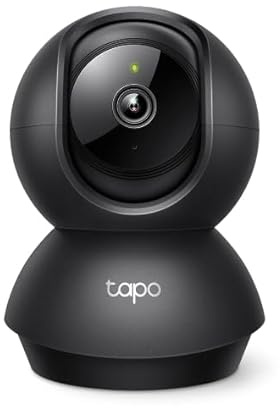 Tapo C201 360° 2MP 1080p Full HD Pan/Lutning Hemsäkerhet Wi-Fi Smart Kamera | Alexa Aktiverad| 2-vägs ljud| Nattvision| Rörelsedetektion | Ljud och ljuslarm | Inomhus CCTV Svart
