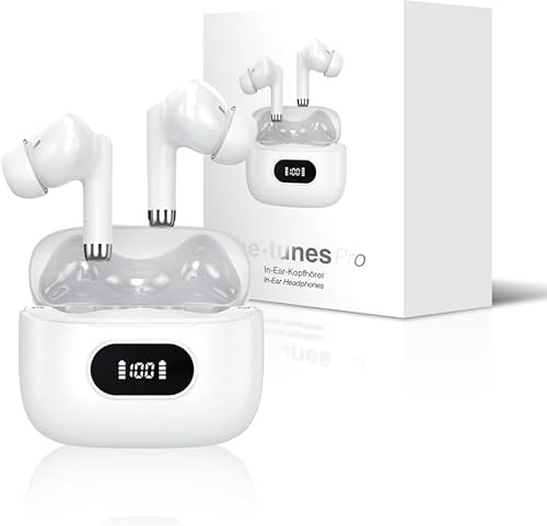 be tunes In Ear Bluetooth Kopfhörer PRO BT-14, Weiß | 5.3 Kabelloser Bluetooth In Ear Kopfhörer USB C mit HiFi Stereo & tiefem Bass