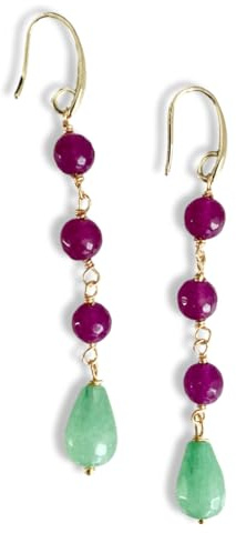 Orecchini con Pietre Fucsia e verdi acqua