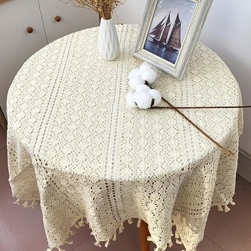 BMIDOT Häkeldeckchen aus Baumwolle, quadratisch, für Hochzeit, Zuhause, Party, Dekoration, Beige
