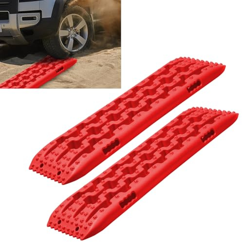 2-Teilige Sandbleche | 10000Kg Nylon-Autozubehör, Offroad-Sandplatten, Offroad-Schnee-Traktionshilfe,für LKW, & Fahrzeuge bei Schnee und Matsch,Rot