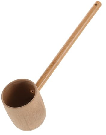 BESTonZON Bambus Wasserkelle Mit Langem Griff Handgefertigte Rustikale Badekelle Küchen Wasserschöpfer Für Outdoor Und Haushalt