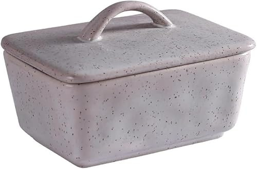 SUWOOPH Burriera in ceramica con coperchio, contenitore for burro vintage, contenitore for burro e formaggio, organizer decorativo da tavolo.(Grey)