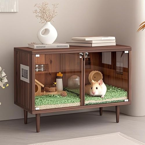 Meerschweinchenkäfig und Hamsterkäfig aus Holz, leicht zu reinigen, vielseitiges Design für 2-3 kleine Haustiere, als TV-Schrank nutzbar, Zubehör nicht im Lieferumfang enthalten