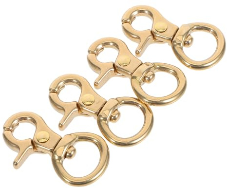 Housoutil 4 Piezas Mosquetones de Pinza Giratoria de Latón con Resorte Ganchos de Langosta Metálicos Pequeños para Llaveros Bolsos y Manualidades Diseño Japonés Elegante Seguro y Versátil