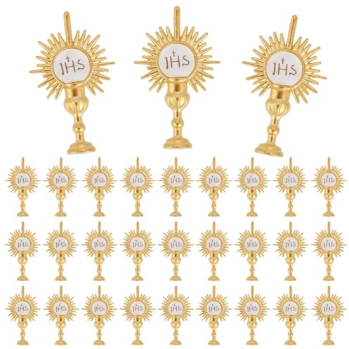 GOMAKERER 30 Stück Cupcake Topper Zur Taufe, Cupcake Topper Zur Erstkommunion Goldenes Finish Tauf Topper Set Für Tauffeiern Tauffeiern, 40x24.5x3mm