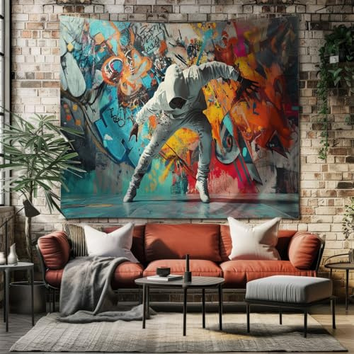 SKOEUI Wandteppich Urban Hip Hop Tänzer Großer Wandbehang Stoff 200x200 cm | Street Art Graffiti Mehrfarbig Einzigartiges Design Wandtuch für Schlafzimmer Wohnheim Deko, Wandkunst Deko