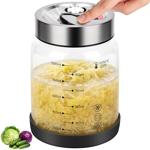 1L Fermentierglas mit Gärventil, Kefir Zubereitung mit luftdichtem Deckel