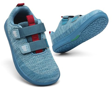 Saguaro Zapatos Barefoot para niños, Cierre de Gancho y Bucle y Puntera Ancha, Zapatos Infantiles Casuales para el día a día y el Colegio, Gr.25-36