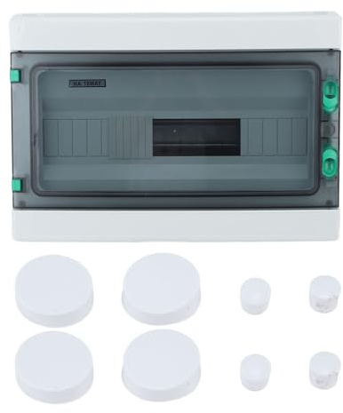 MNDPOAATY Scatola di distribuzione dell’Alimentazione a 18 Vie, Impermeabile IP65 per Esterni, Scatola di Giunzione con Interruttore Automatico e Copertura Trasparente e Guida DIN per sistem
