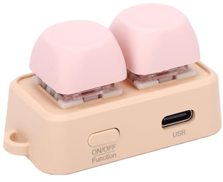 Decumeby Clicker con Tastiera a 2 Tasti, Tastiera Girapagina Bluetooth con Retroilluminazione RGB, Mini Girapagina Ricaricabile Personalizzabile per Libro Elettronico (PINK)