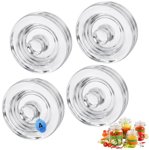 Biamaleu 4 stycken Ø 8 cm fermenteringsvikter glasvikter för | for Fermentation Glass Fermentation Weights with Handle, for Vegetables, Sauerkraut, Kimchi