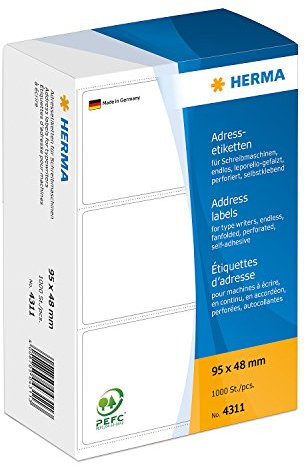 HERMA Adress-Etiketten 95x48mm endlos leporello-gefalzt VE=1000 Stück