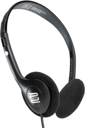 Pronomic KH-10BK Casque HiFi Léger (Seulement 50 g, Arceau réglable, idéal pour MP3, TV, E-Piano, E-Drum, enregistreur Terrain & Voyage) Noir