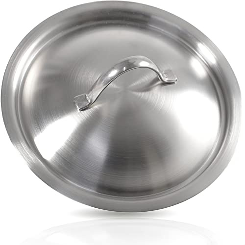 Kerafactum® rostfritt stål grytlock lock lock ersättning pannlock universellt lock för kastrull gryta stekpanna wok gryta eller panna storlek Ø 18 cm handtag i rostfritt stål platt lockkant