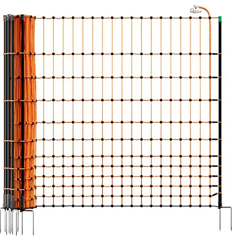 VOSS.farming farmNET 25m Hühnerzaun, Geflügelzaun, Geflügelnetz, 112cm, 9 Pfähle, 2 Spitzen