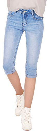 Fraternel Pantalon Jeans Femme Capri Bleu Clair M