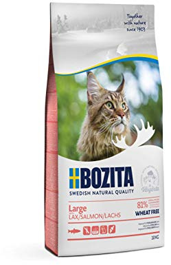 Bozita Large Weizenfrei Lachs - Trockenfutter für erwachsene Katzen großer Rassen, 10 kg