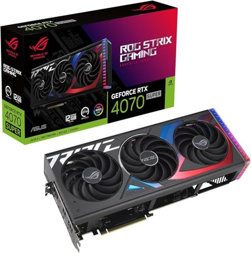ASUS ROG Strix GeForce RTX 4070 SUPER 12GB GDDR6X Gaming Grafikkarte (Nvidia GeForce RTX4070 DLSS 3, PCIe 4.0, 2x HDMI 2.1a, 3x DisplayPort 1.4a, ROG-STRIX-RTX4070S-12G-GAMING)