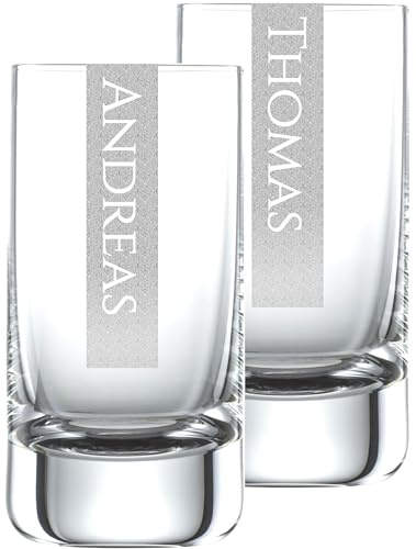 Schnapsgläser 2er Set mit Gravur | 2 Stück Schnapsglas 5cl Schott Glas mit Namen | LogoGlas | Spülmaschinenfest | Schnapsglas & Individuelle Lasergravur
