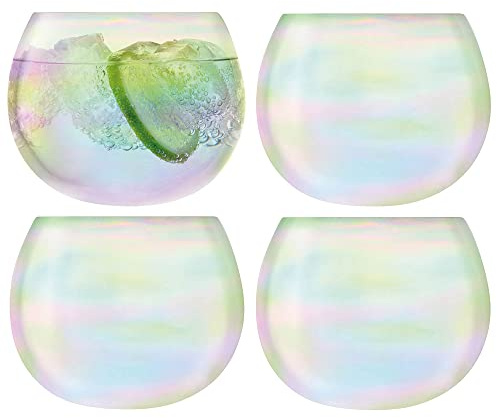 LSA Bubble Rocking Tumbler 350ml Pearl | Set of 4 | Handmade and hand-painted glass | BB01