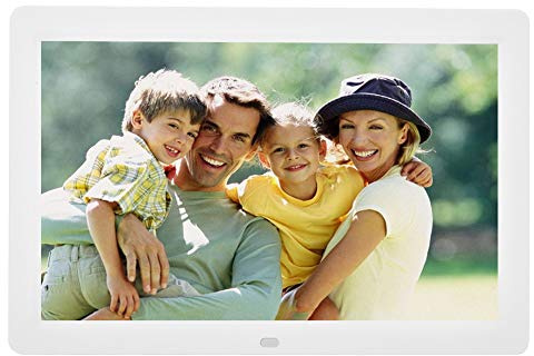 Digitaler Bilderrahmen, 32 GB Speicher 12 Zoll HD Elektronischer Bilderrahmen, 12 Zoll Großbild-Fernbedienung Elektronisches Album Passend für Desktop-Dekoration(Weiß, Europäische Vorschriften)