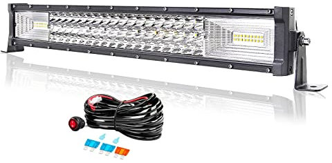 Willpower 22 Zoll 56CM 270W Led Arbeitsscheinwerfer Bar Led Scheinwerfer 12V 24V Wasserdicht Flutlicht Spot Led Bar für Offroad Auto Traktor Zusatzscheinwerfer Rückfahrscheinwerfer mit Kabelbaum
