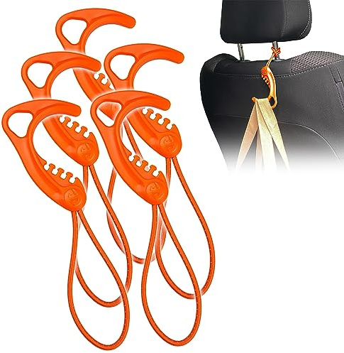 8TIMBER Gear Hook Orange 5-Pack — Lightweight + Versatile Hanger for Backpacks, Cars, Strollers, Purses, and Closet Storage Accessory