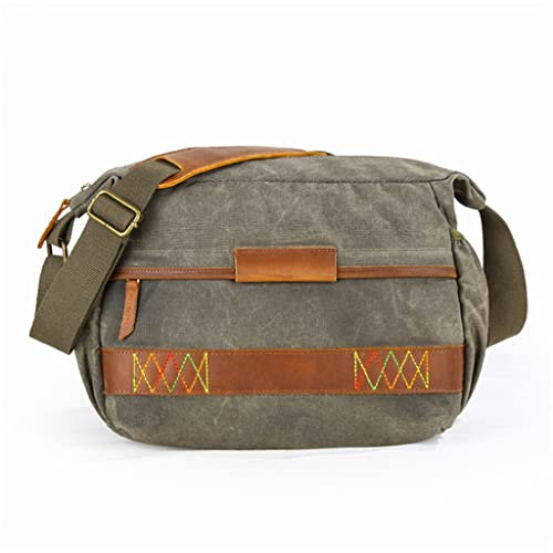Digital Photo Sling Camera Bag Vintage Waterproof Photography Shoulder Messenger Bags Men Women Batik Canvas Bag (Army Green One Size)