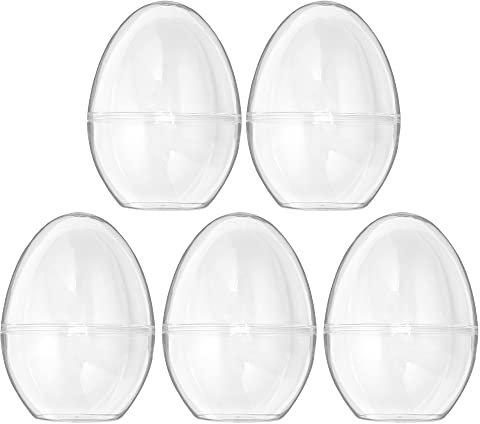 Ideen mit Herz Befüllbare Eier zum Aufstellen | Kunststoff-Eier | transparent | Oster-Eier | teilbar | 12cm x 9cm | 5 Stück