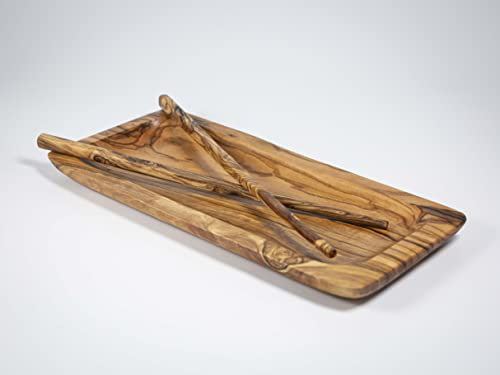 Plato de sushi de madera de olivo, bandeja para servir sushi, regalo de sushi, tabla de palillos de oliva, juego de sushi hecho a mano, accesorio de sushi, palillos personalizados