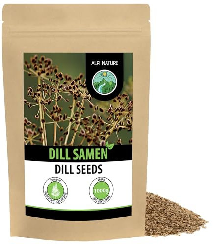 Alpi Nature Dillsamen 1kg, Dill Samen ganz für Gewürzmischungen und Kräutertee, Einlegegewürz