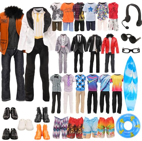 Miunana 21 Kleidung Anzug Jacke Hosen Outfit Schuhe Zubehör für 30cm Puppen | Pupppenkleidung Puppenzubehör 1 Anzug 1 Jacke Set 4 Kleidung 4 Hosen 5 Schuhe 5 Zubehör für 12 Zoll Puppen