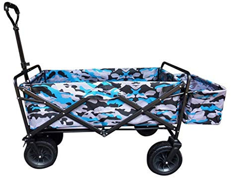 MOLVUS Portable Folding Garden Trolley Cart Heavy Duty Wagon Multi-Function Shopping Cart for Outdoor Camping Beach Pull Truck with 4 Wheels, Load：150Kg (B)