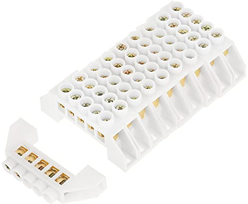 Morsettiera, Morsettiera in Ottone per Vite di Distribuzione Elettrica a 5 Fori 10 Pezzi, Morsettiera