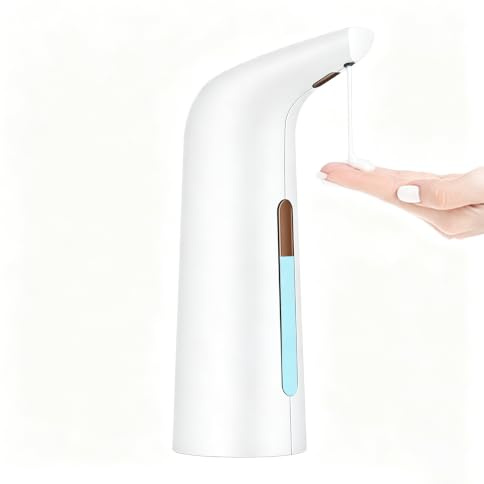GULICA Automatic Soap Dispenser, Touchless Liquid Soap Dispenser Silver, Touchless Soap Dispenser for Kitchen Sink and Bathroom, with Infrared Motion Sensor, Waterproof, 400ml/14oz Rubber White