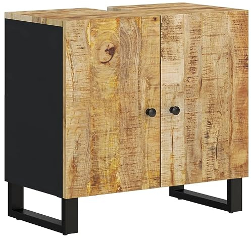 vidaXL Badrumsskåp 62x33x58 cm massivt mangoträ och konstruerat trä, tvättställsskåp, vaskskåp, badrumsskåp, badrumsskåp, handfatsskåp, skåp