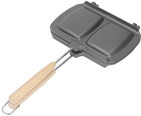 Poêle à Frire Double Face Poêle Antiadhésive 20 x 15 cm Poêle à Sandwich Grillée à Poignée Amovible Poêle à Rabat en Aluminium pour Cuisinière à Gaz