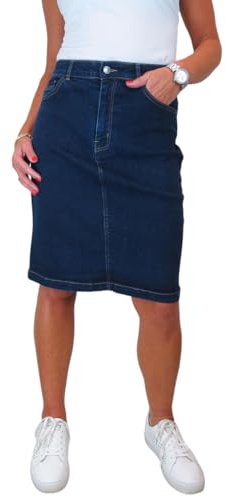 Paulo Due Womens Denim Knee Length Pencil Skirt Indigo Dark Wash 10-22 (20)