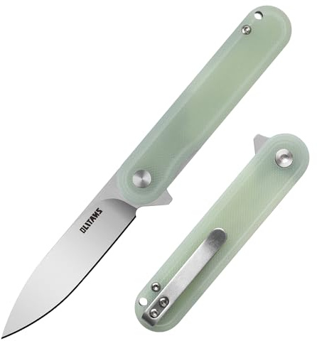 OLITANS G040 Pocket Knife, 2.75'' D2 Steel Blade G10 handle, Small EDC Knife with Pocket Clip for Men Women, 2.1oz