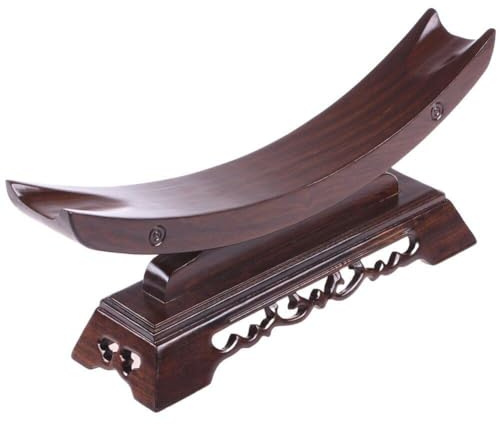 Bemvp Sandelholz Geschnitzte Halterung Ochsenhorn Tablett Holz Display Katana Ständer Halter Halbmond Sammlerstück Ausstellung Holzständerprodukt Verkaufsargumente
